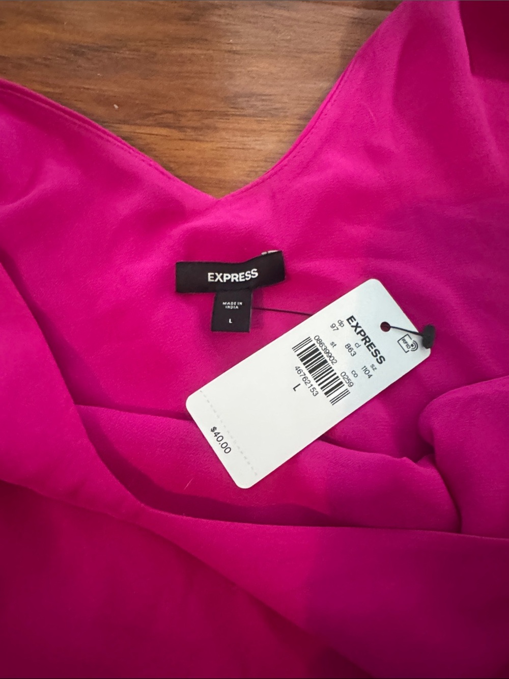 Express Hot Pink V-Neck Spaghetti Strap Cami - Large - NWT - Picture 2 of 3